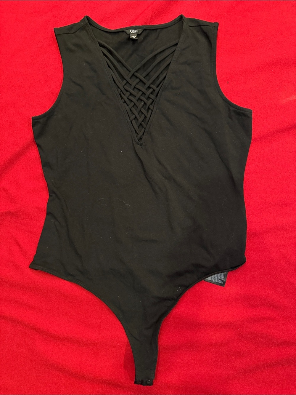 Guess Black criss cross sexy v neck bodysuit